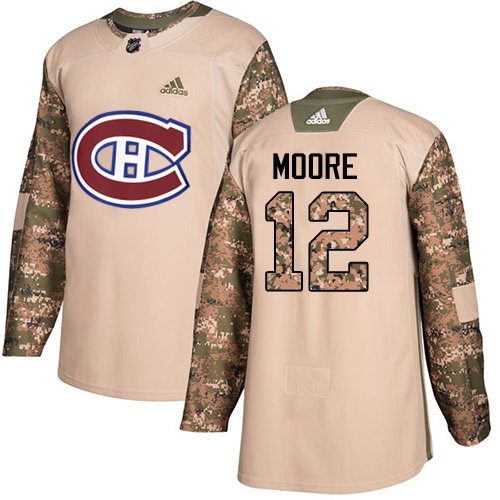 Adidas Canadiens #12 Dickie Moore Camo Authentic Veterans Day Stitched NHL Jersey